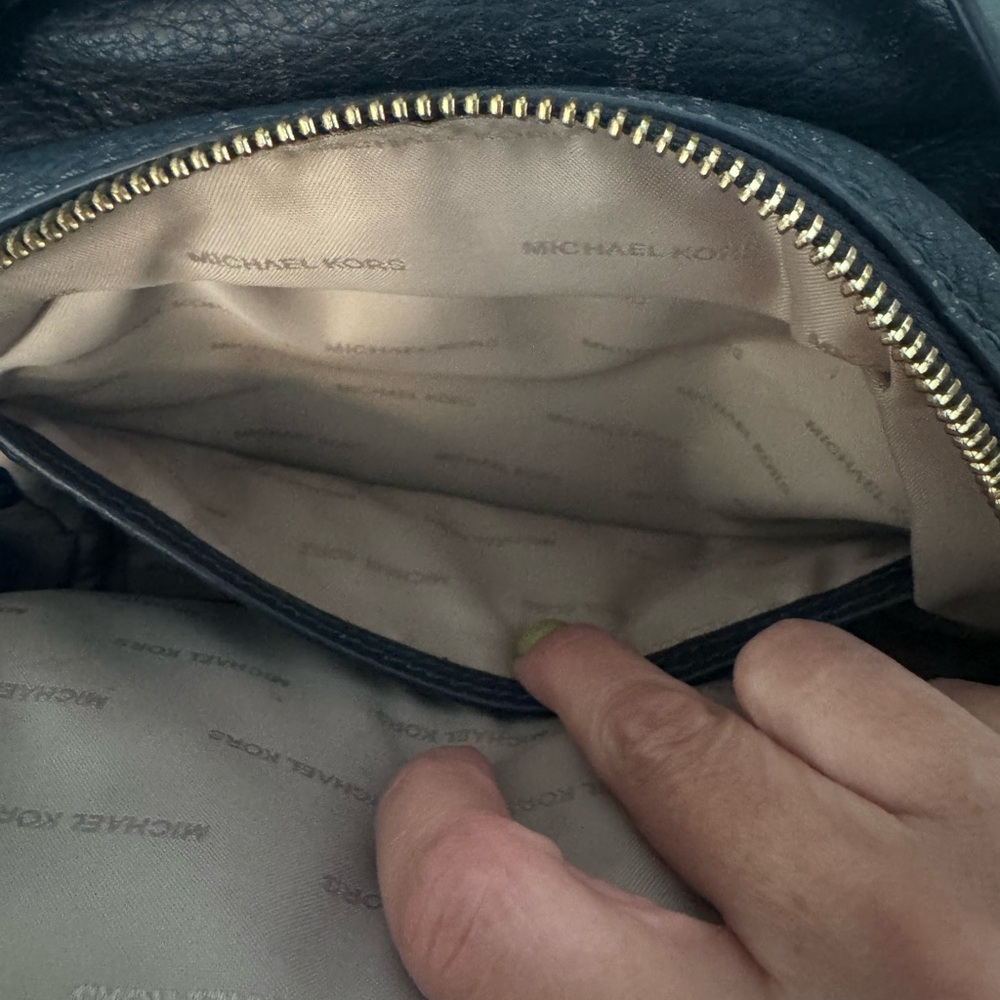 Michael Kors Navy Leather MK Logo Backpack - Picture 5 of 5